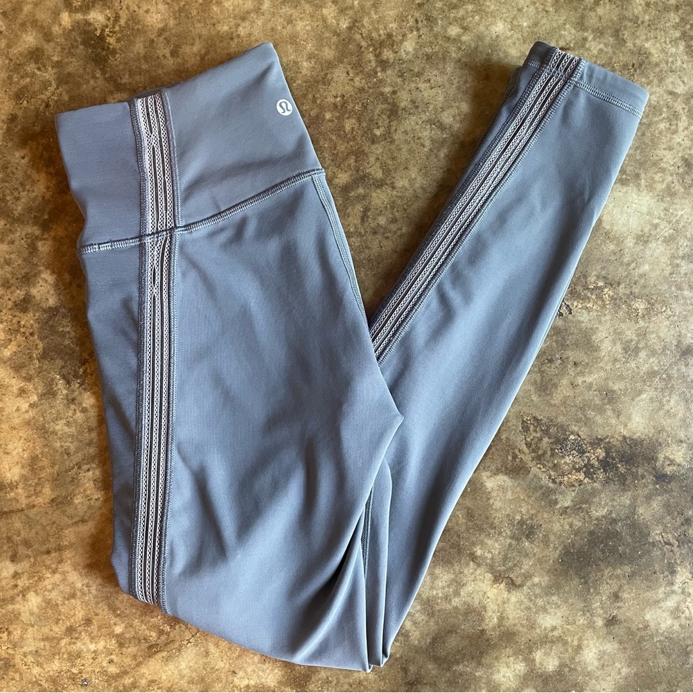 Lululemon Power Lines 28” Gray Leggings Pants Size 8